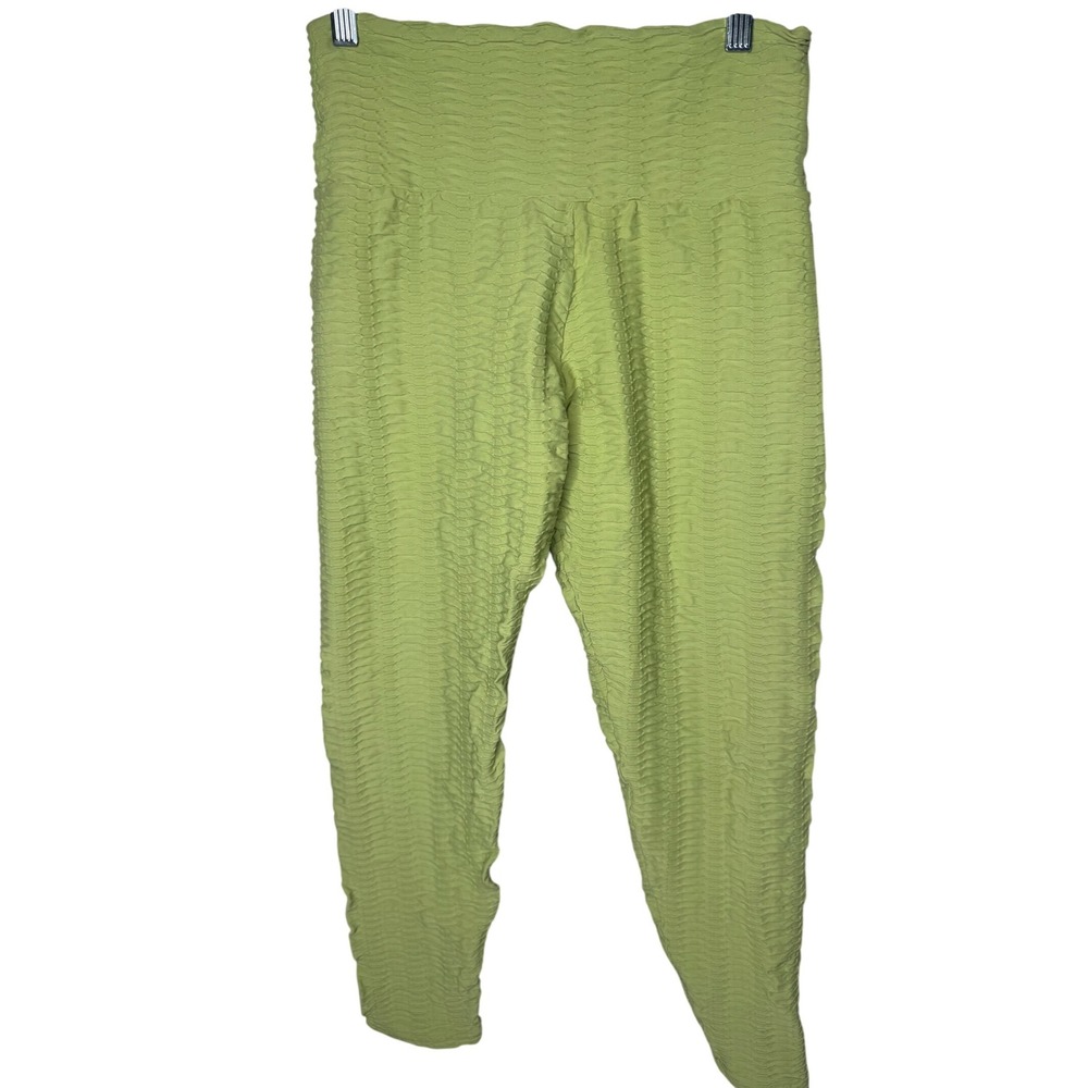Booty by Brabants Textured High Waisted Leggings Lime Green Plus Size One Size